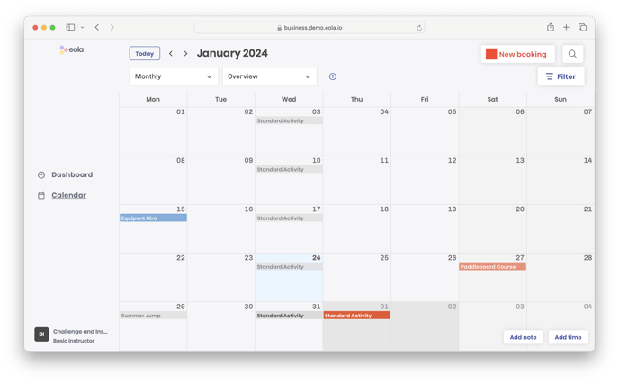 eola calendar basic screen